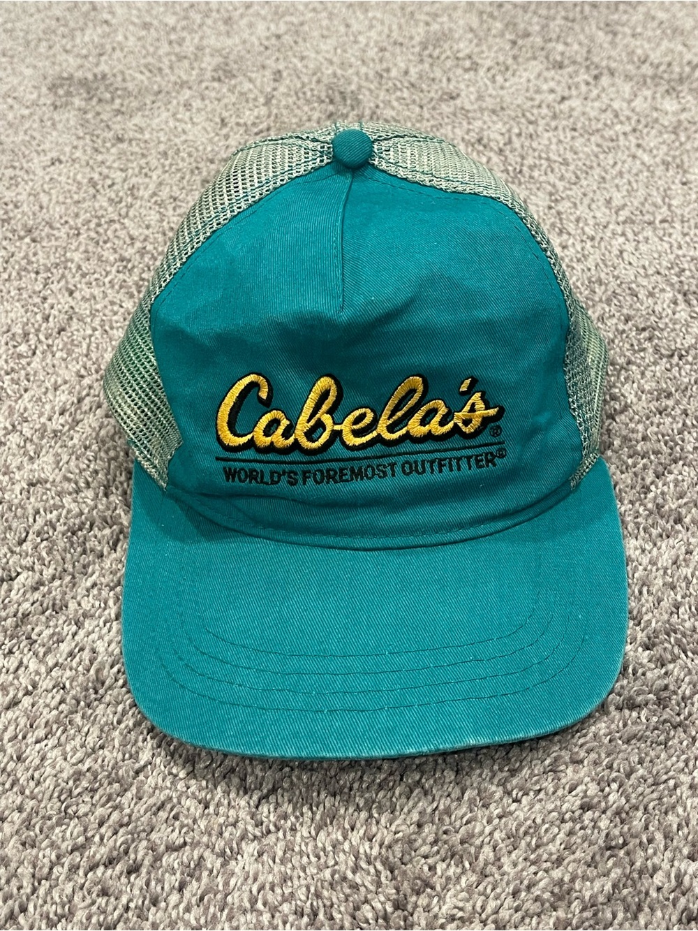 Vintage Cabela's Mesh Back Trucker Hat Men's One Size Green Embroidered Logo Cap